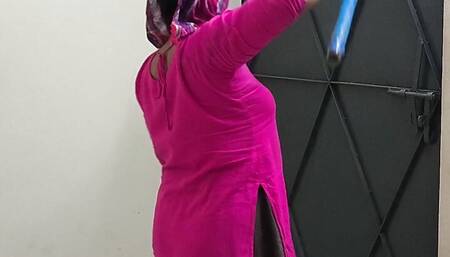 My  was cleaning my room but I hugged her and started fucking her ass