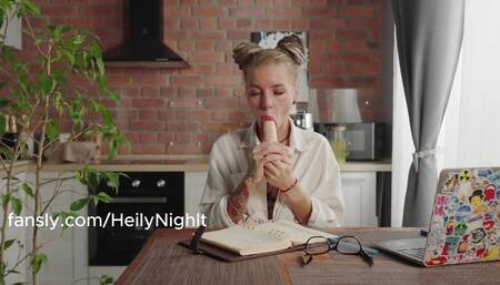 Young tattooed teacher HeilyNight loves dicks and giving blowjobs on camera