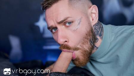VRB Gay: Sexy Tattoo Artist Sucks and Rides You Bareback as His Client in HD Porn