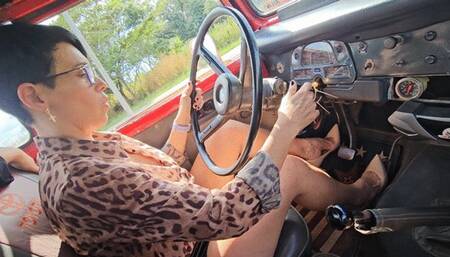 Milah Driving the Land Cruiser 1977 in sexy Louboutin hees