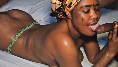 My sugar mummy sucking my big dick