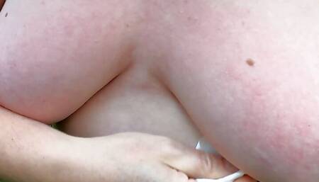 Cum on her tits and spanking them