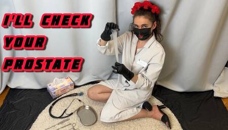 DOCTOR WITH RED LIPS AND LATEX GLOVES EXAMINES RUBBER PROSTATE 1080