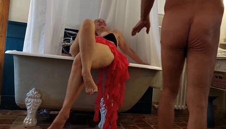 Mature Blonde Amateur Wife Enjoys Partially Naked Sex