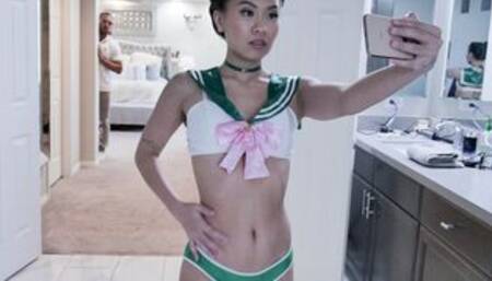 Banging slim cosplay Asian teens pussy