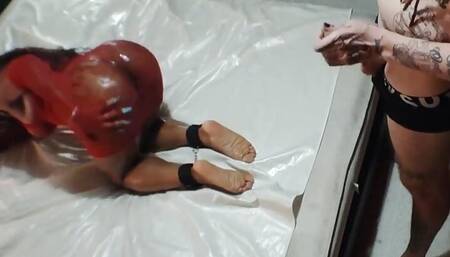 I Was Handcuffed and Well Oiled on My Big Ass Before Being Fucked by a Big White Dick