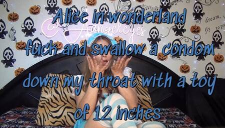 OMG! SWALLOWING AND FUCKING A CONDOM DOWN MY THROAT WITH TOY 12 INCHES