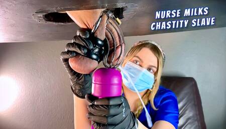 Nurse Milks Chastity Slave's Big Cum Load With Vibe Wand