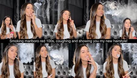 Smoking Marlboro Red 100s, coughing and showing you my new hairstyle!