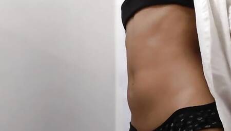 Gorgeous hairy Brook Scott in black mini dress