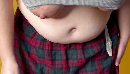 Femdom wife Milky Mari collect fresh seed from my cock and impregnate own hairy pussy with that