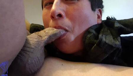 Latino Boy Sucks Step Daddy at His Desk