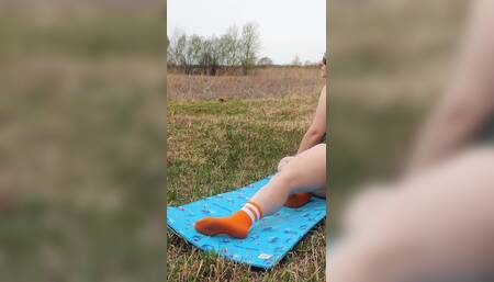 Nymphomaniac Trains Outdoors and Takes Over a Stranger's Fat Cock)