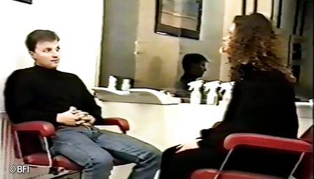 Amateur woman spanked at the hairdresser