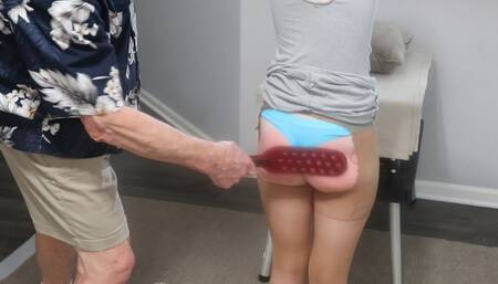 DSC12-6) Petite Spinner Reagan Reid BDSM Spank, Paddle and Cane Followed by Old Man Fucking Her and a Creampie