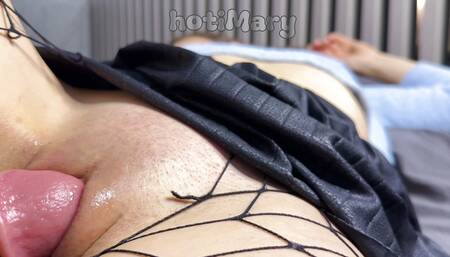 wake up fuck pussy milf closeup and creampie cum inside