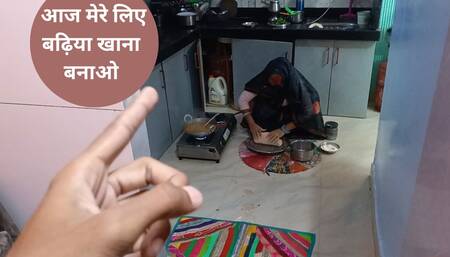 Indian Desi Wife & Chor with cooking By - Snapchat143