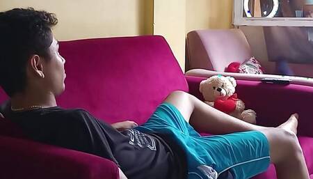 my cuckold's stepbrother asked for my nail and spa services and we ended fucking in the living room