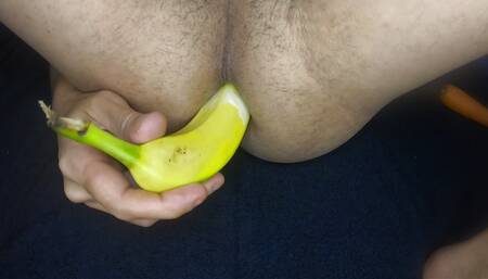Sticking a banana and a carrot in my ass