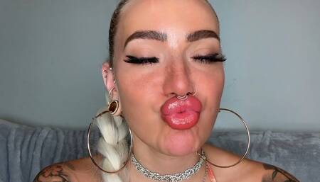 Lip smelling sniffing challenge big fake lips bimbo