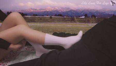 Sockjob, Footjob, and Handjob at the Japanese Park