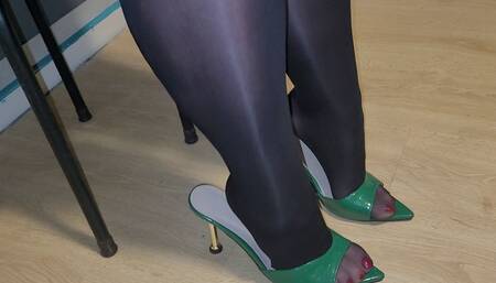 Red Painted Nails in Glossy Pantyhose Request 2.