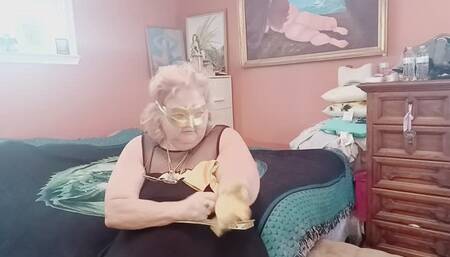 Satin Gold Gloves Fetish Play BBW Style nurse vicki as bat girl in golden gloves