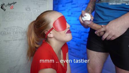 I tricked my stepsister in a game of tastes, finished in her mouth, she didn't notice!