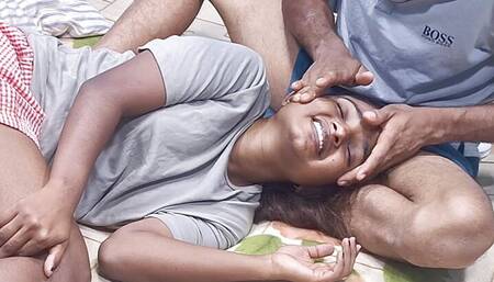 Real Indian Stepsister helps stepbrother cum quickly in her panties while parents wait outside