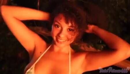 Fireside Micro Bikini Strip Tease