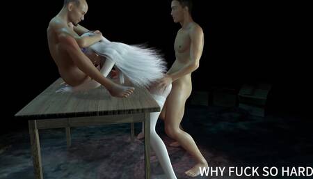 3D Gray Hair Cosplay Model Have Group Sex