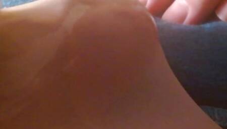 Close up cum through pantyhose.