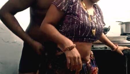 Indian Housewife kitchen fucking with her Husband