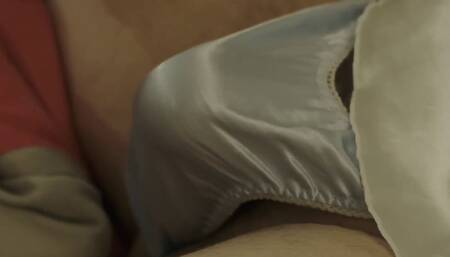 Little Blue Satin Thong Panties Play