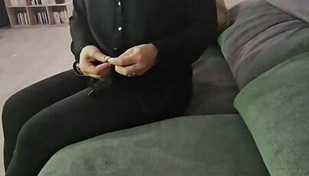 Milf in doggy style gets her pussy fucked in leather lingerie and cum on her ass