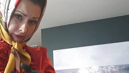 A Lady in Stockings and Silky Headscarf