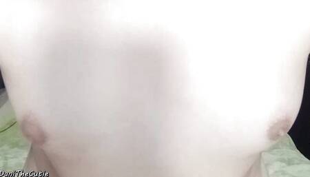 cute tgirl DaniTheCutie tries holding in a dildo but it falls off too quickly