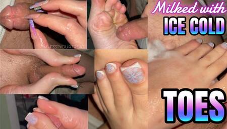 MFYT slowly milks out a nice nut with her hands and cold clammy snowflake toes