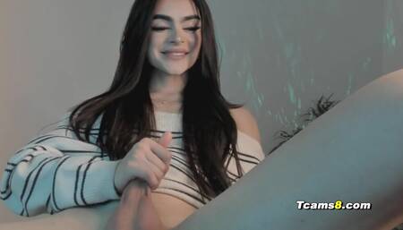 A gorgeous trans girl jerks her fat dick