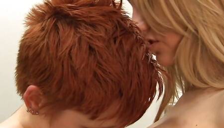Magnificent blonde babe enjoys lesbo action with redhead lesbian chick
