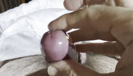 Playing with my uncut cock