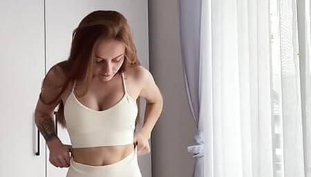 Irish shy girl next door slow Stripping and show Pink Nipples
