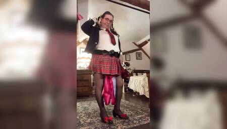 In schoolgirl style outfit for a night out