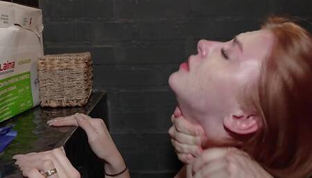 I made a redheaded hottie scream for cum in the public toilet