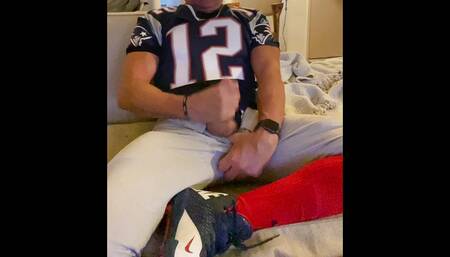 JockDad87 Shoots a Load of Cum in His Football Gear
