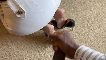 cum on my feet in heels while find my contact lens