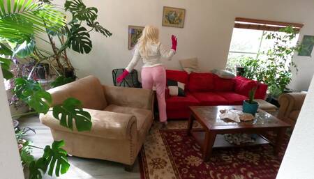 Ditzy Blonde Bimbo Trophy Wife Gets Fucked by Stepson