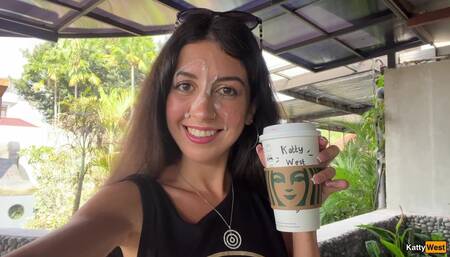 Crazy Cumwalk in Starbucks - Blowjob in Public Toilet, Drinking Coffee with Sperm