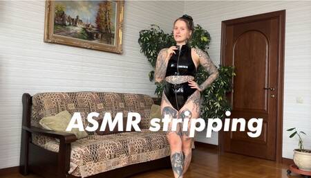 ASMR shiny leather stripping