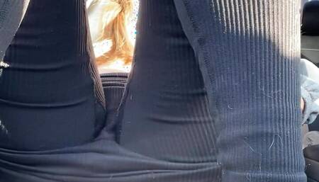 Deep pussy penetration. Public masturbation in the car!